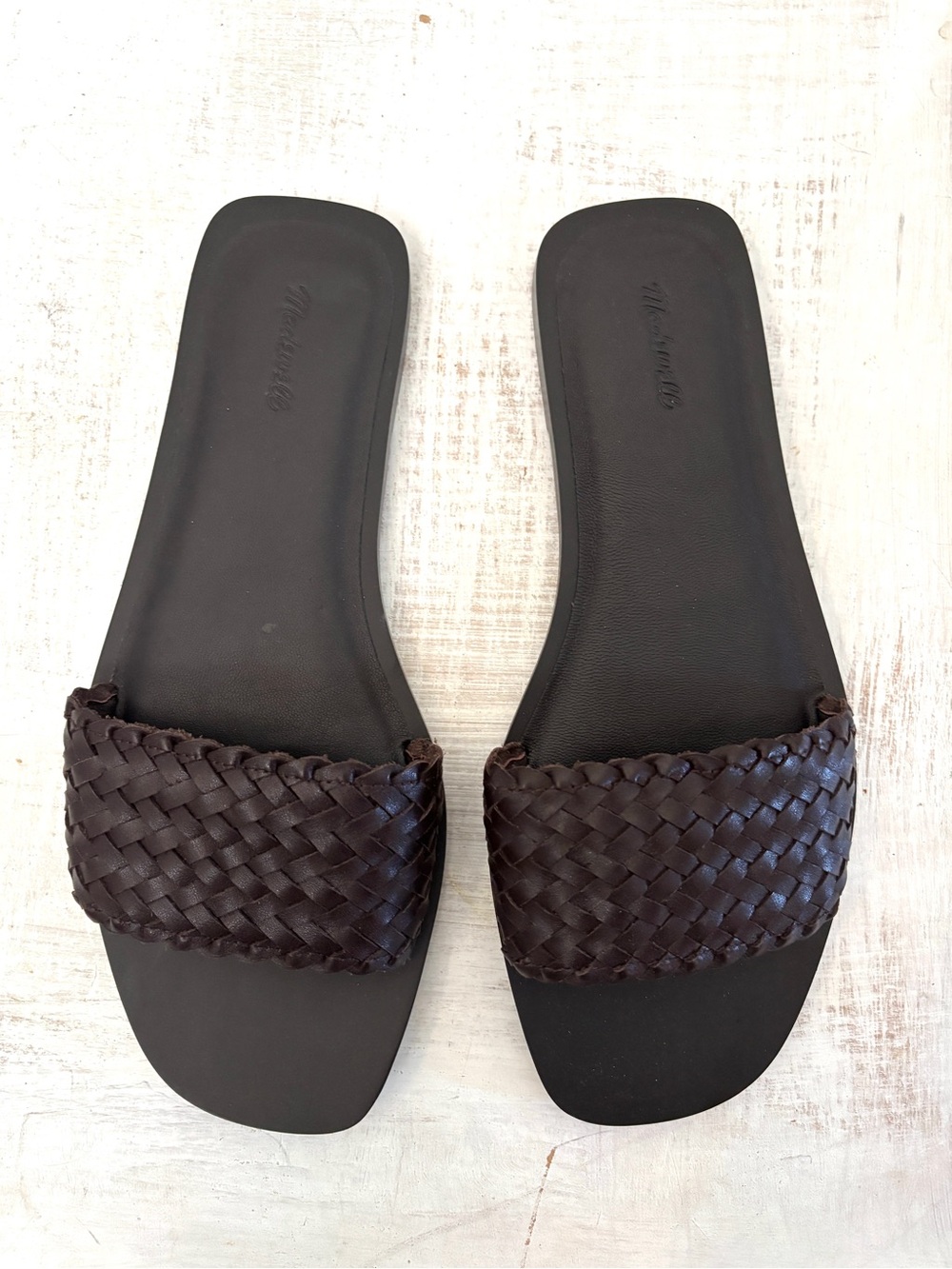 Madewell Cora Slide Sandal Woven Leather Dark Brown Size 8.5 - Picture 3 of 10